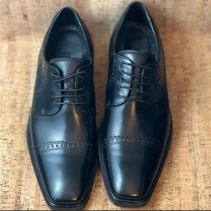 Ecco square toe oxford black leather shoe size 10/43